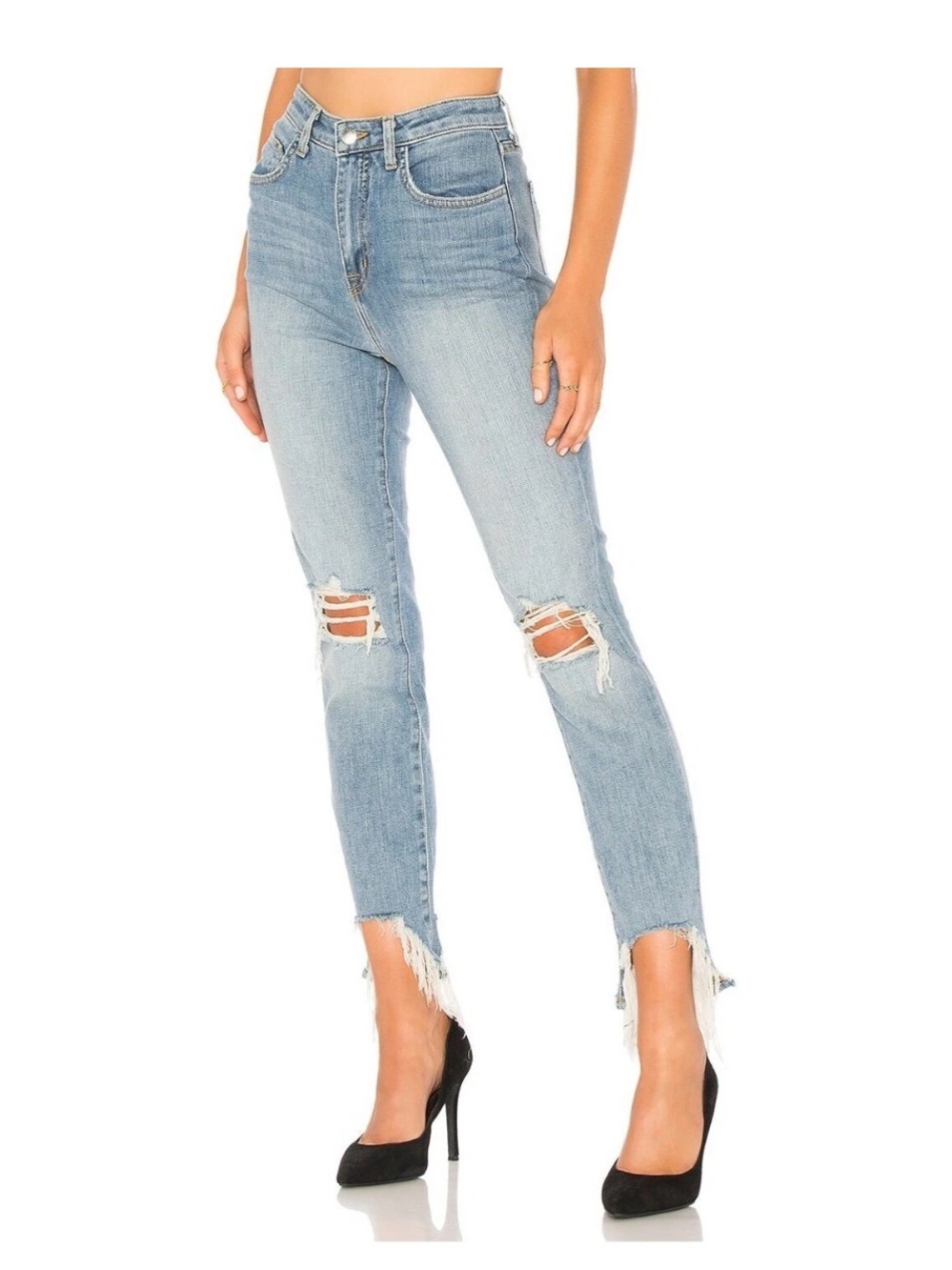 L’Agence High Line Distressed High Rise Skinny Jeans Desert Light Blue Size 28